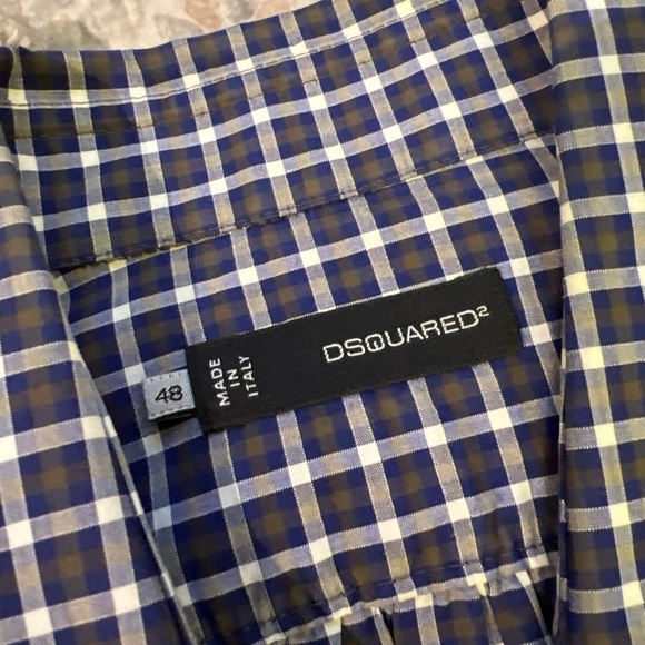 Dsquared checkered button down collared shirt with logo men’s IT 48 - Picture 4 of 6